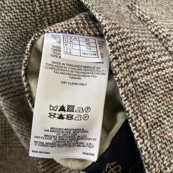 Vintage Brooks Brothers Reversible Mens Coat 40R Wool & Polyester Gray/Beige u - Picture 4 of 16